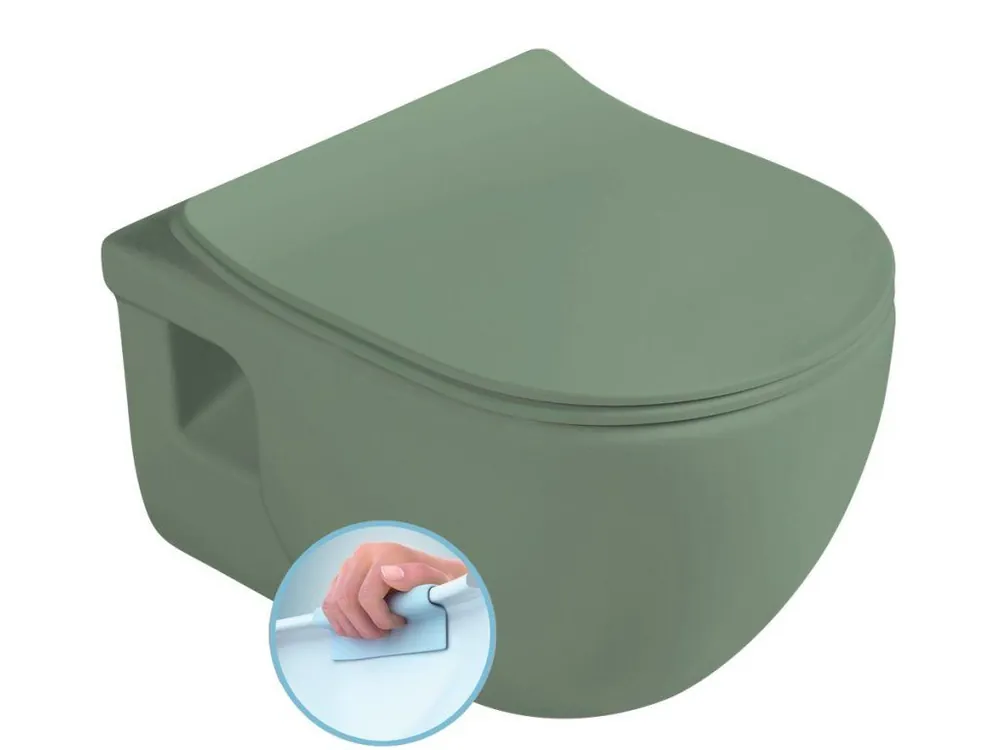 Značkový Sapho BRILLA závěsná WC mísa, Rimless, 36,5x53cm, zelená mat 100614-128