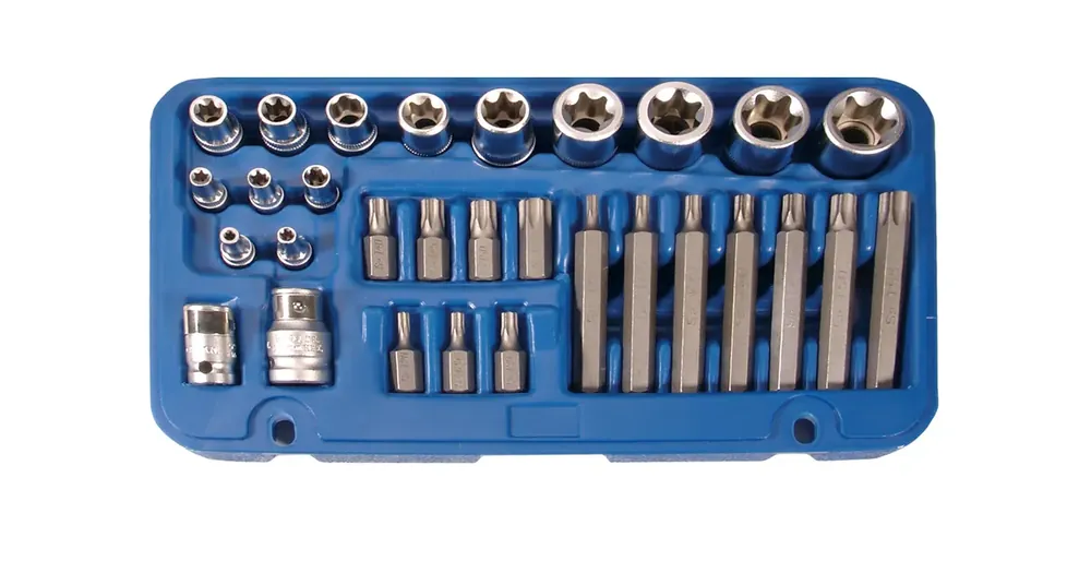 Značkový BGS Bity T-profil, hlavice E-profil 1/4" + 3/8", 30 dílů