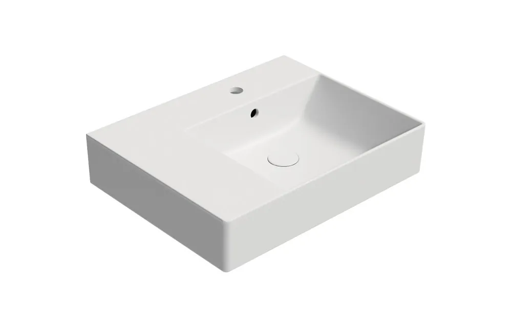 Akční Cena GSI KUBE X keramické umyvadlo 60x47cm, s odkládací plochou vlevo, bílá mat 9439109