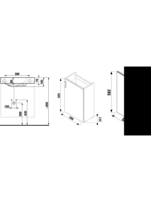 Objednat Nyní PETIT tmavý dub skříň s umyv.40x23 se zrcadlem 38x58 a osvětlením  H4535141753021