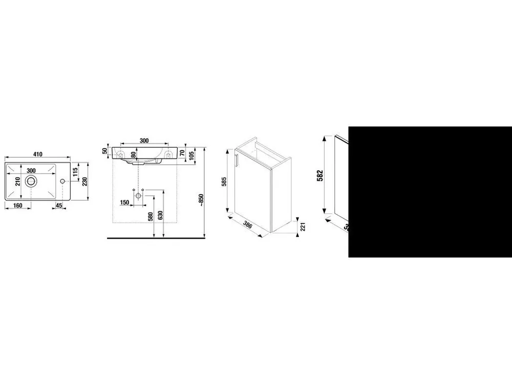 Objednat Nyní PETIT tmavý dub skříň s umyv.40x23 se zrcadlem 38x58 a osvětlením  H4535141753021