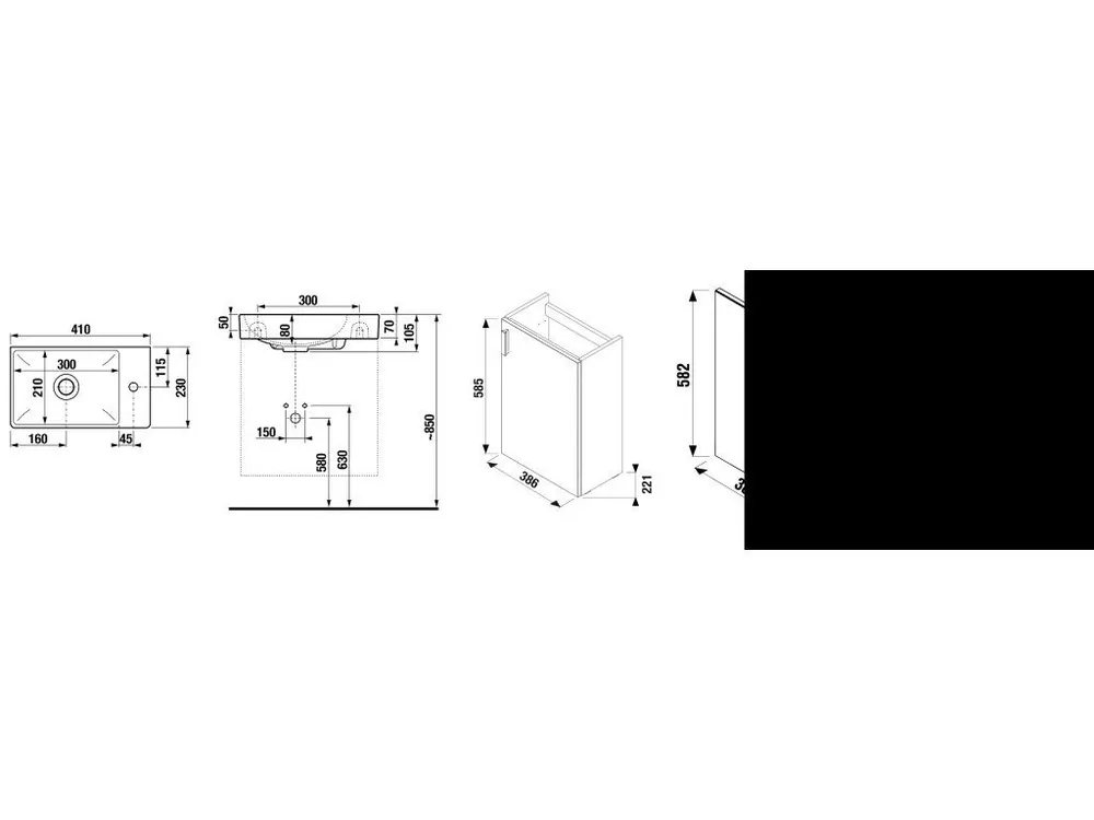 PETIT bílá skříň s umyv.40x23 se zrcadlem 38x58 a osvětlením Doprava Zdarma
