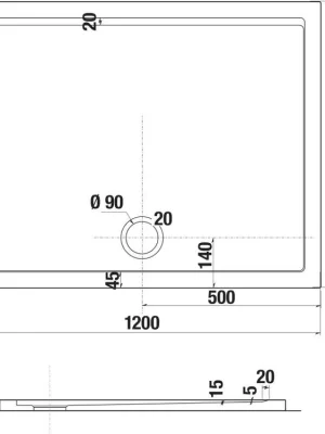 PADANA vanička odbélníková 1200x900x35 litý mramor  H2119390000001 Expresní Doručení