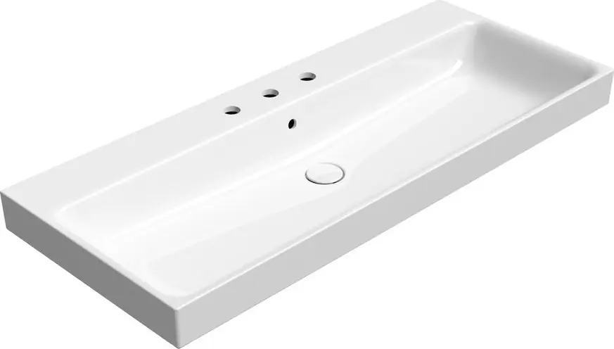 Akce GSI NUBES keramické umyvadlo 120x50cm, broušená spodní hrana, 3 otvory, bílá ExtraGlaze 96249311