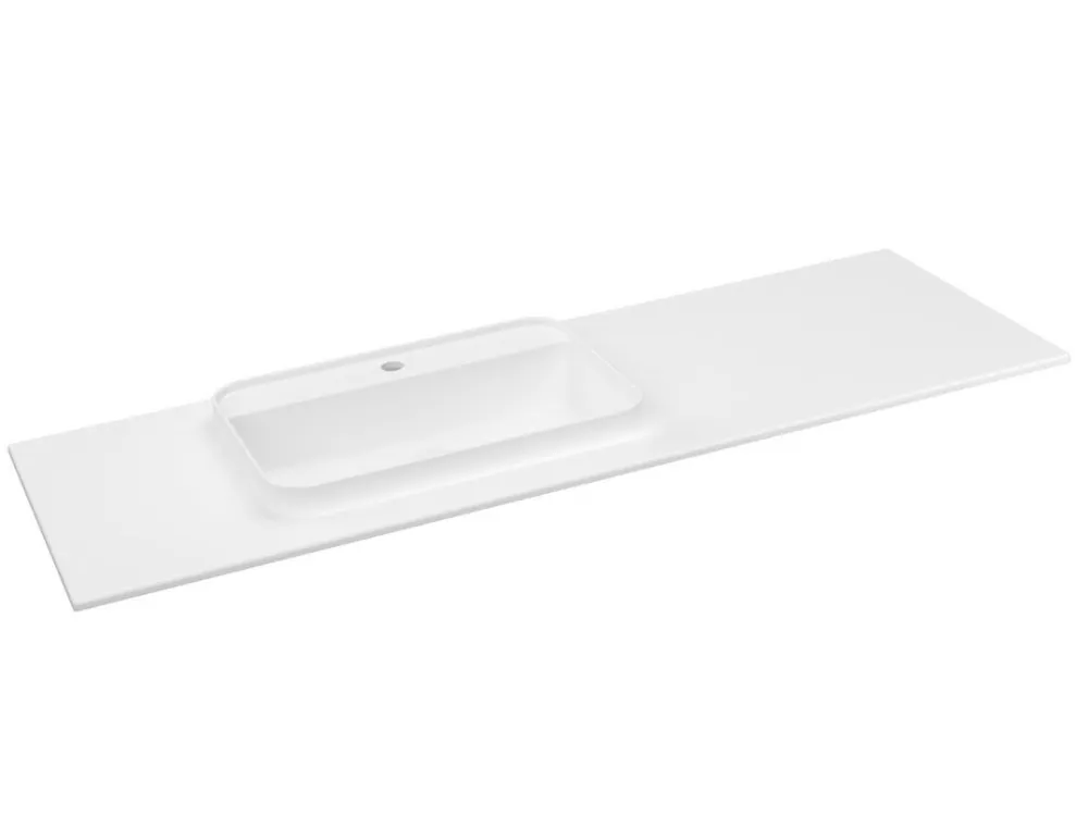 Akce Sapho BRAHEA umyvadlo 146,6x51,5cm (110+35), rockstone, levé, bílá mat BT147L