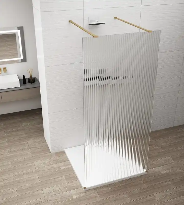 Akční Cena Polysan ESCA GOLD MATT jednodílná sprchová zástěna do prostoru, sklo Flute, 1300 mm ES1313-08