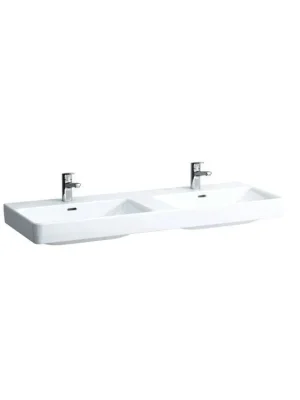 Zlevněný Laufen PRO-S bílé dvojumyvadlo 130x46 cm otvor,hranaté H8149680001041