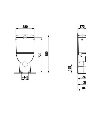 Akce Laufen PRO bílá WC mísa kombi s ploškou, Vario odpad, BEZ nádrže 82695  H8249590000001