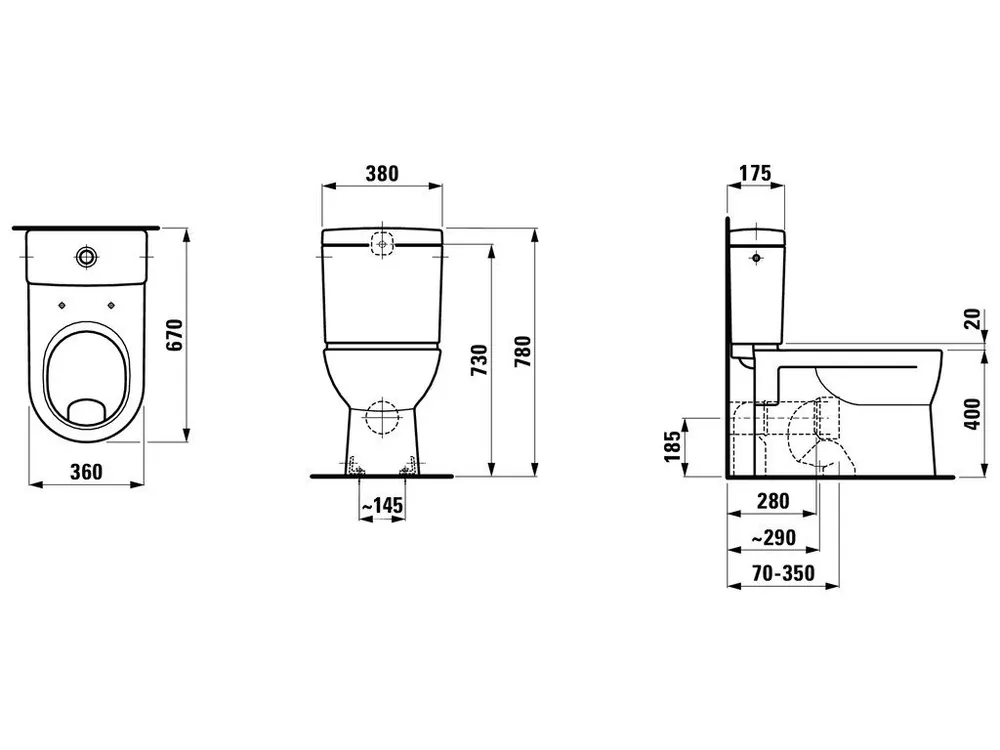 Akce Laufen PRO bílá WC mísa kombi s ploškou, Vario odpad, BEZ nádrže 82695  H8249590000001
