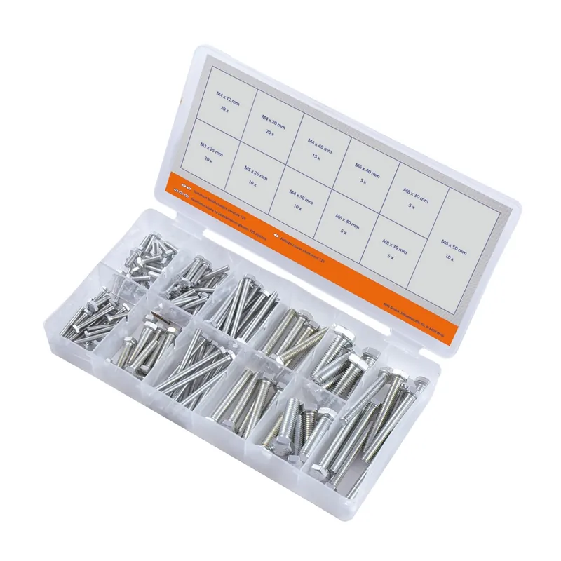 WorkersBest 812-00002 sada 6hranných šroubů 125ks pozinkováno M3-M8,třída 8.8 Nová Kolekce