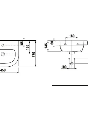 Akční Cena Deep bílé umývátko 45 x 37 cm s otvorem pro baterii H8156140001041