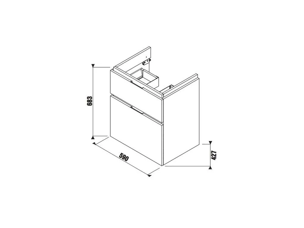 Zlevněný JIKA Cubito-N BÍLÁ skříňka pod umyvadlo 60x45, 2 zásuvky  H40J4234025001