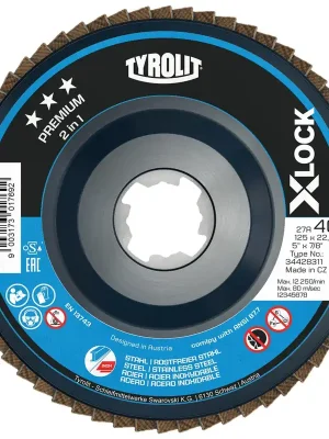 Zlevněný TYROLIT 34428490 brusný kotouč vějířovitý Premium 125x22,23mm K40