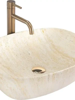 Akční Cena Keramické umyvadlo MAXMAX Rea FREJA - TRAVERTINE - imitace kamene