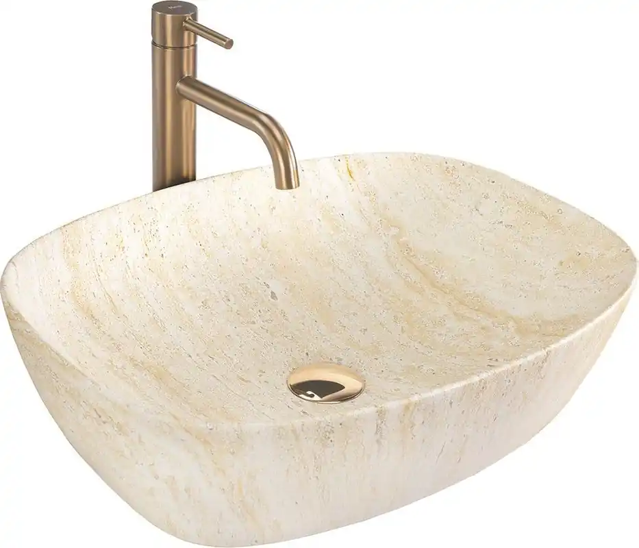 Akční Cena Keramické umyvadlo MAXMAX Rea FREJA - TRAVERTINE - imitace kamene