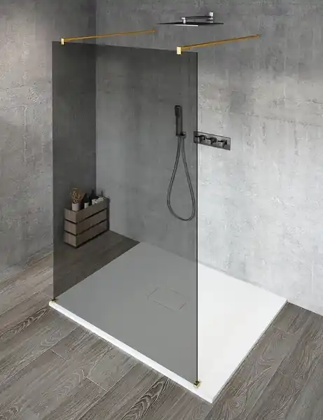 Nová Kolekce Gelco Vario Gold Matt Sprchová zástěna Walk-In do prostoru 700mm kouřové sklo