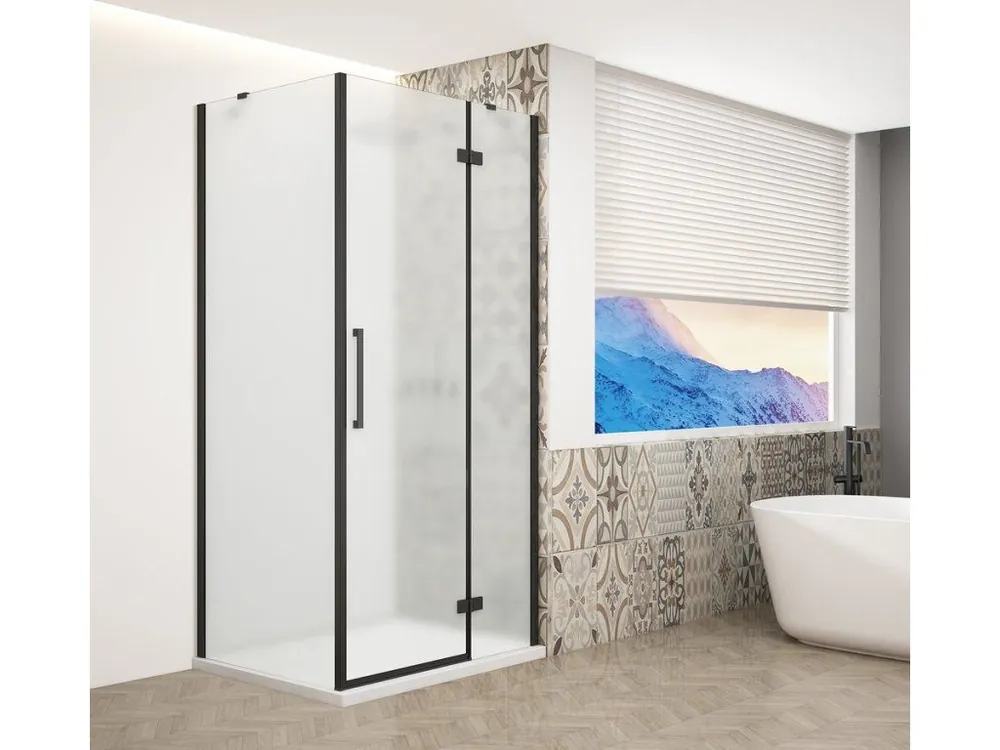 Zlevněný Gelco TRINITY BLACK čtvercový sprchový kout 900x900mm, matné sklo, pravé GT5690-90MR-B