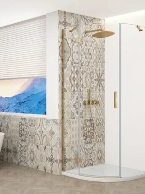 Zlevněný Gelco TRINITY GOLD MATT čtvrtkruhový sprchový kout 900x900mm, čiré sklo, levé GT6590CL-G