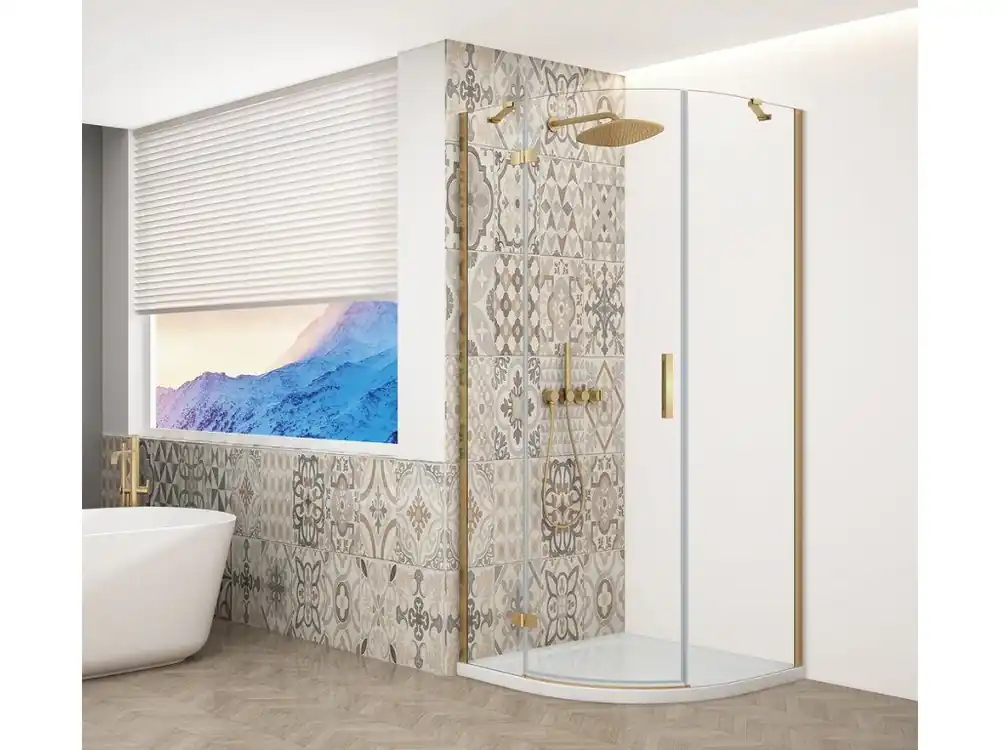Zlevněný Gelco TRINITY GOLD MATT čtvrtkruhový sprchový kout 900x900mm, čiré sklo, levé GT6590CL-G