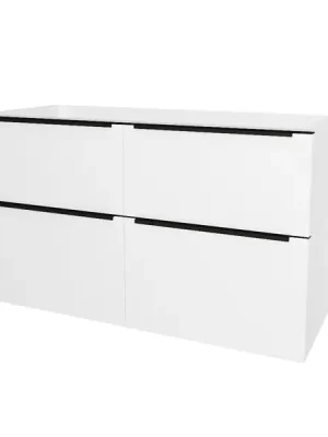 Značkový Mereo Mailo Koupelnová skříňka pod umyvadlo 121 cm, černé madlo, Multidecor, Bílá lesk perlička - CN593SBBIEL