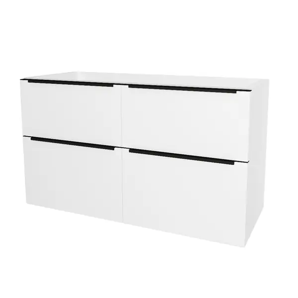 Značkový Mereo Mailo Koupelnová skříňka pod umyvadlo 121 cm, černé madlo, Multidecor, Bílá lesk perlička - CN593SBBIEL