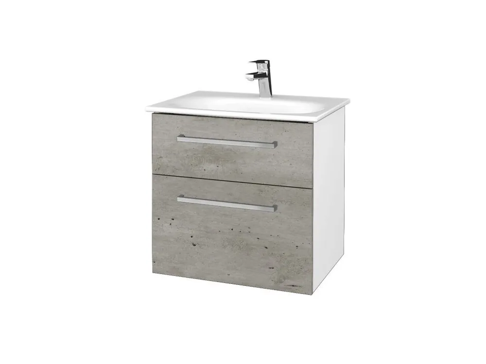 Akce Koupelnová skříňka PROJECT SZZ2 60 - N01 Bílá lesk / Úchytka T04 / D01 Beton