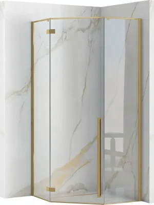 Akce Sprchový kout REA DIAMOND 90x90 cm - broušený zlatý