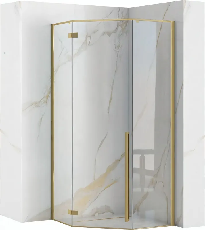 Akce Sprchový kout REA DIAMOND 90x90 cm - broušený zlatý
