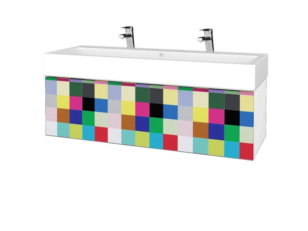 Zlevněný Koupelnová skříňka VARIANTE SZZ 120 pro umyvadlo Duravit Vero - N01 Bílá lesk / IND Individual