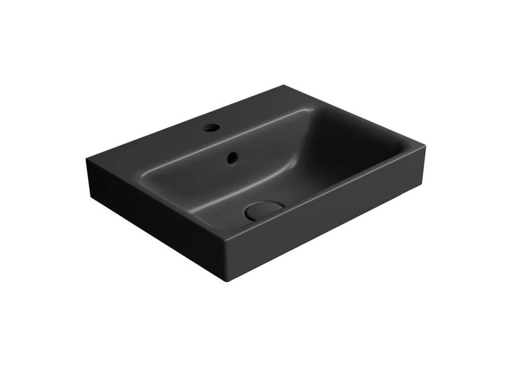 Značkový Sapho NUBES keramické umyvadlo 50x40cm, černá mat 9682126
