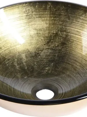 Značkový Sapho FIANNA skleněné umyvadlo na desku Ø 42 cm, bronz 2501-21