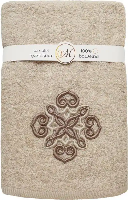 Zlevněný Sada ručníků MARIBELLA - 3 kusy - světle béžová/mandala