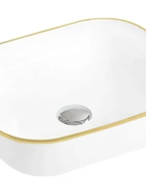 MEXEN - Rita umyvadlo na desku 50x40 cm bílá / zlatá 21084505 Jen Po Omezenou Doba