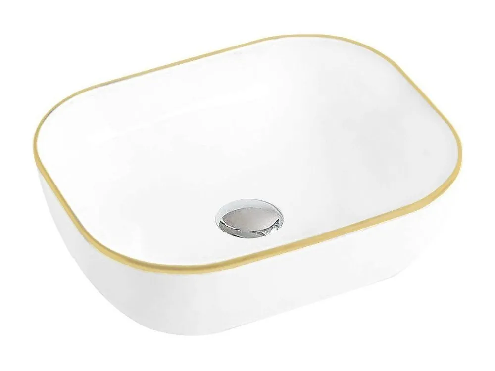 MEXEN - Rita umyvadlo na desku 50x40 cm bílá / zlatá 21084505 Jen Po Omezenou Doba