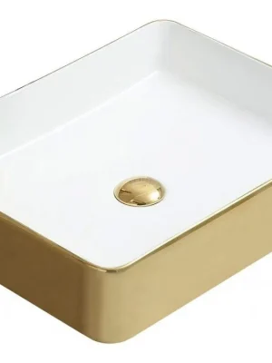 MEXEN - Estela umyvadlo na desku 50x40 cm bílá / zlatá 22105053 Sleva
