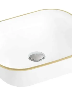 MEXEN - Mirabel umyvadlo na desku 50x40 cm bílá / zlatá 22115005 Hit Sezóny