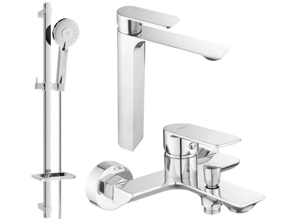 MEXEN/S - Alexa DQ40 Set umyvadlové a vanové baterie s příslušenstvím, chrom 71213DQ40-00 Tovární Cena