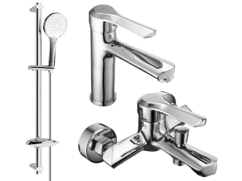 MEXEN/S - Saber DB74 Set umyvadlové a vanové baterie s příslušenstvím, chrom 72103DB74-00 Nejlepší Volba