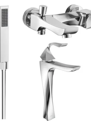 Top Prodej MEXEN/S - Estrella R02 Set umyvadlové a vanové baterie s příslušenstvím, chrom 72313R02-00