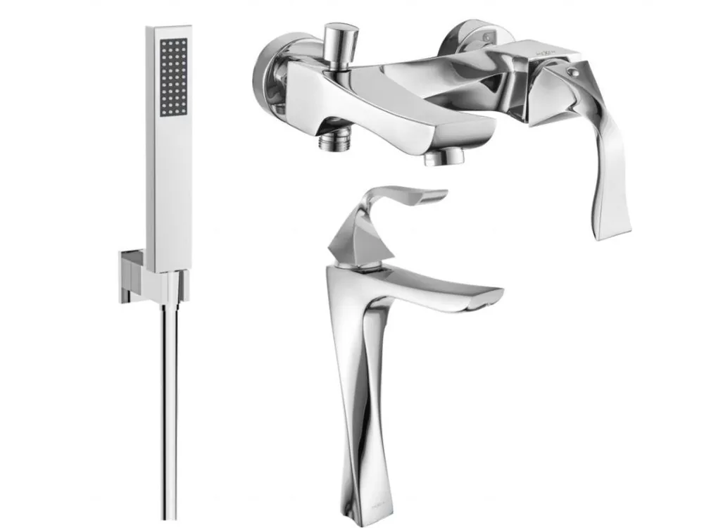 Top Prodej MEXEN/S - Estrella R02 Set umyvadlové a vanové baterie s příslušenstvím, chrom 72313R02-00