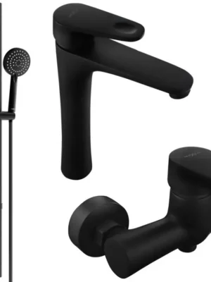 MEXEN/S - Kama DS75 Set umyvadlové a sprchové baterie s příslušenstvím, černá 72514DS75-70 Jen Po Omezenou Doba