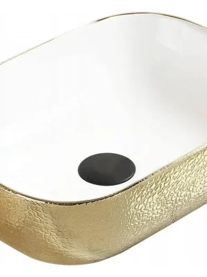 MEXEN - Rita umyvadlo na desku 45 x 32 cm bílé/zlaté 21084554 Ověřený