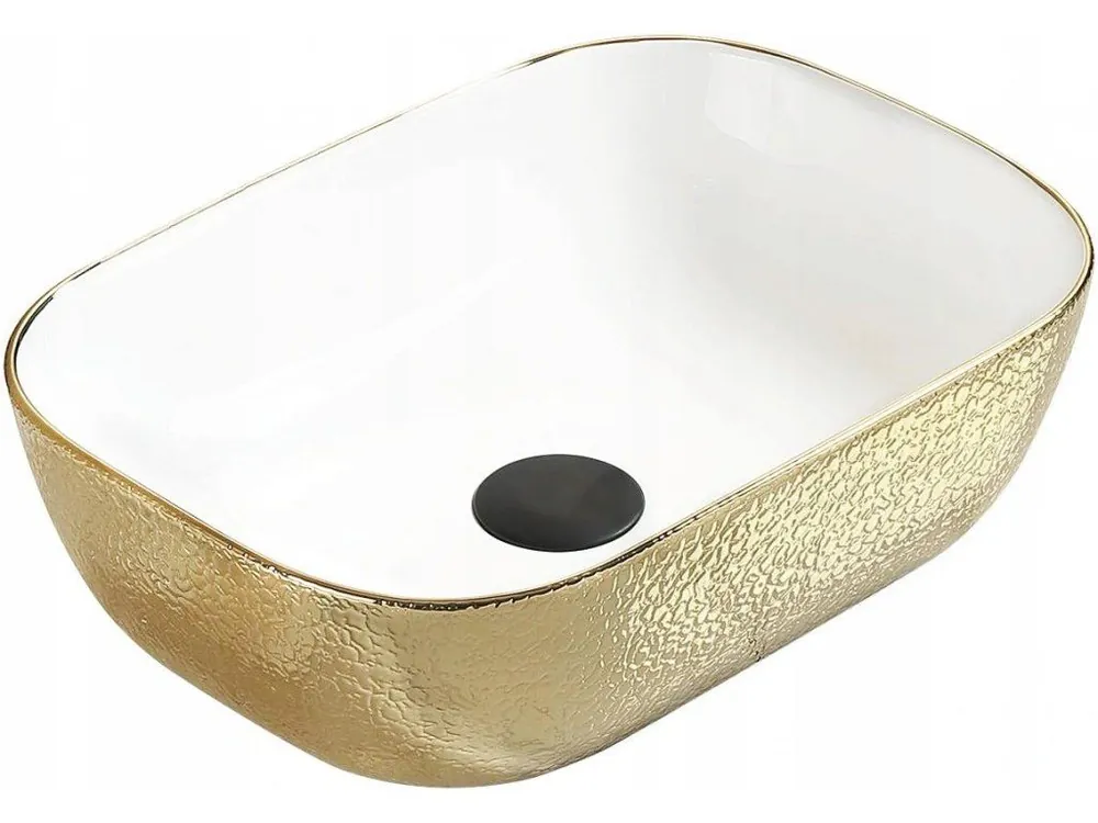 MEXEN - Rita umyvadlo na desku 45 x 32 cm bílé/zlaté 21084554 Ověřený