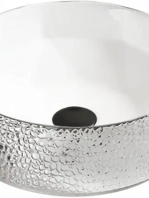 MEXEN - Umyvadlo na desku 41 x 41 cm bílé/stříbrné 22074154 Rychlé Dodání