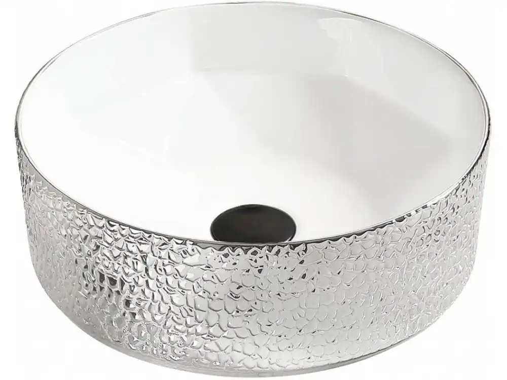 MEXEN - Umyvadlo na desku 41 x 41 cm bílé/stříbrné 22074154 Rychlé Dodání