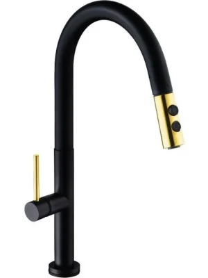 Akce MEXEN - Ava dřezová baterie, černá/zlatá 672800-75