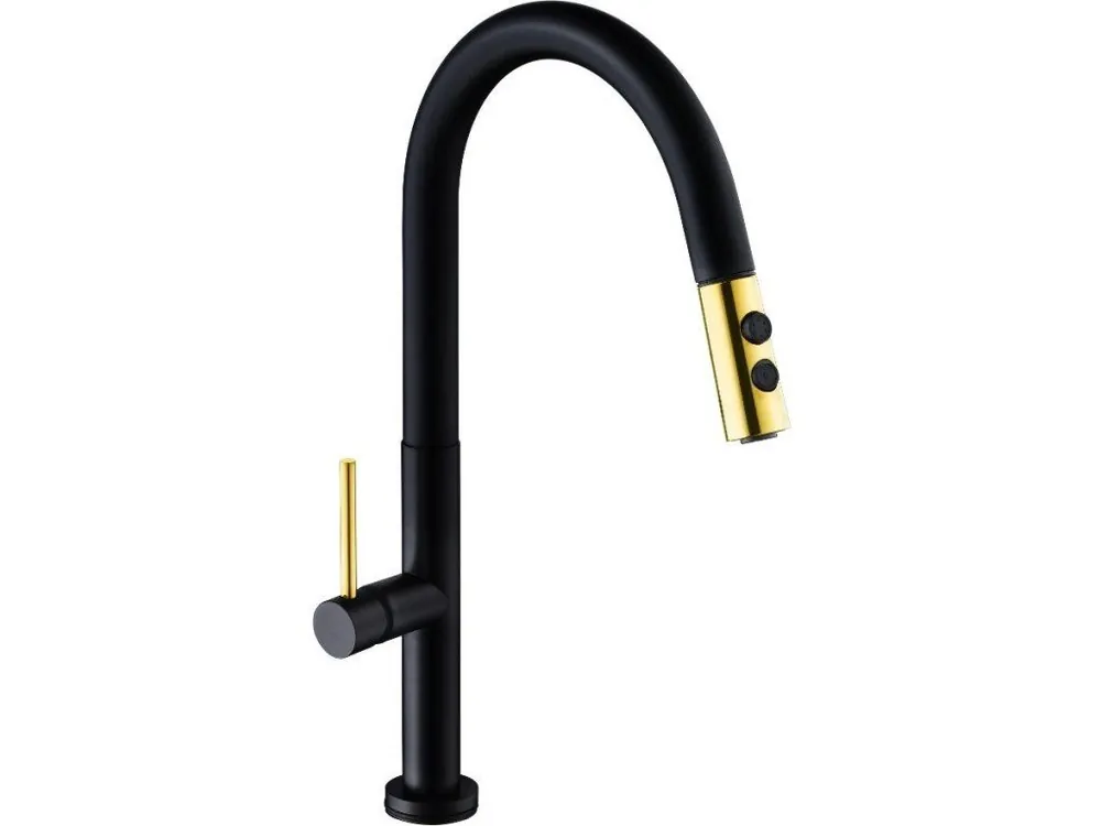 Akce MEXEN - Ava dřezová baterie, černá/zlatá 672800-75