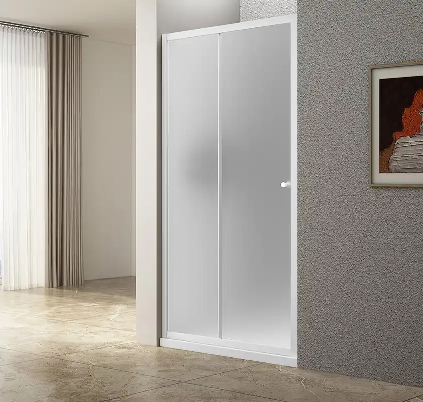 Zlevněný Aqualine UGGA posuvné sprchové dveře 1100mm, sklo Brick, bílá AWS110