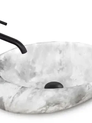 Zlevněný Umyvadlo na desku Rea Roxy C 49x31 cm světle šedý kámen - REA-U6651