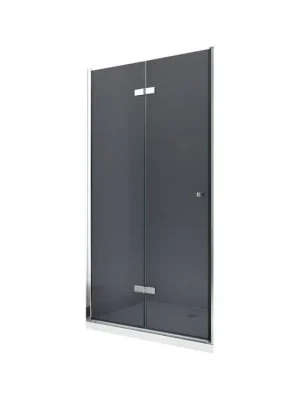 Finální Výprodej MEXEN - LIMA skládací dveře 90x190 cm 6mm, chrom, grafit se stěnovým profilem 856-090-000-01-40